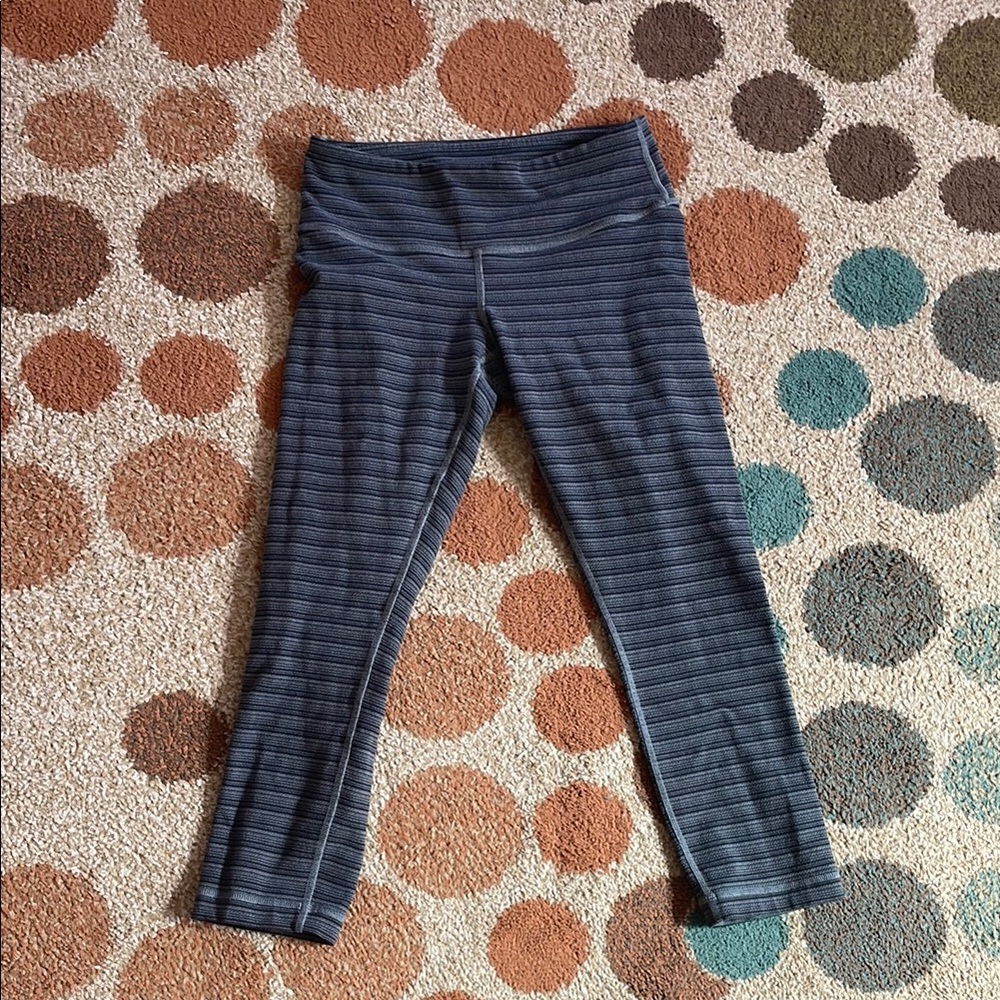 Striped Gray Lululemon Calf-Length Leggings